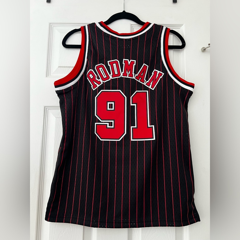 Black and Red Rodman 91 Basketball Jersey